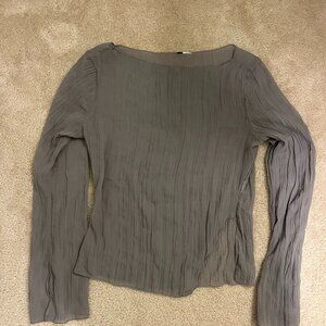 Zara Sheer Pleated Long Sleeve Top